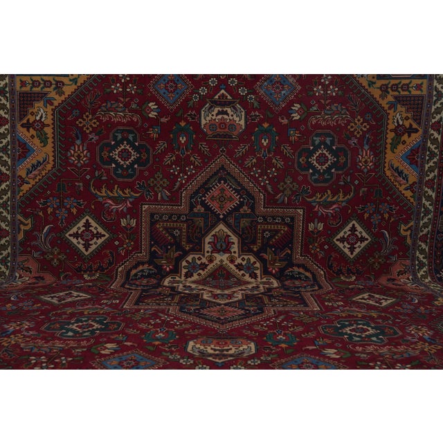 1970s Vintage Persian Handmade Wool 10x13 Red Area Rug For Sale - Image 9 of 13