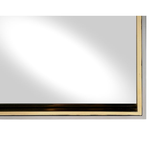 Mid-Century Modern Mid-Century Modern Italian Brass and Chrome Wall Mirror, 1970s For Sale - Image 3 of 7