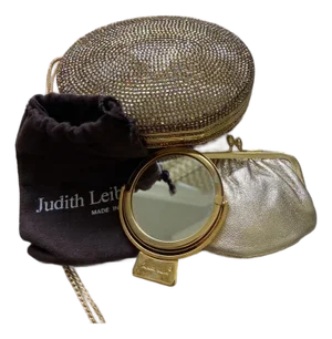 Judith Leiber Vintage Oval Crystal Evening Clutch W/Chain