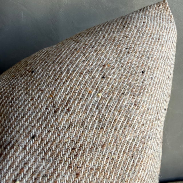 Not Yet Made - Made To Order Custom Made Beige Wool Pillow With Brass Zipper and Down Insert For Sale - Image 5 of 7