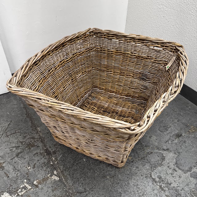 Gander & White French Woven Wicker Basket, Vintage For Sale - Image 10 of 12