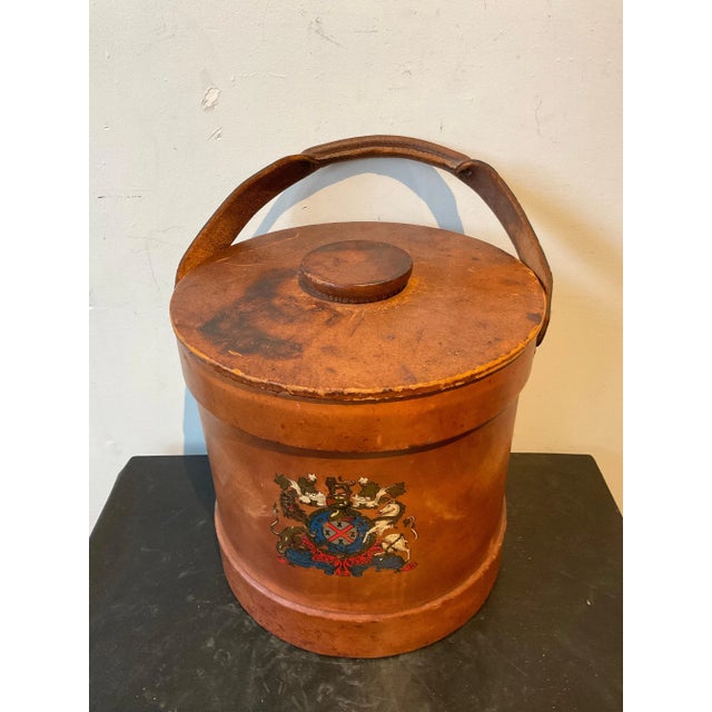 1880s Leather English Army Artillery Shell Converted Into an Ice Bucket For Sale - Image 4 of 11