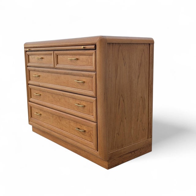 1980s Thomasville Prestige Oak Drawer Console Sideboard For Sale - Image 12 of 18