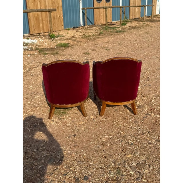 1940s Classic French Art Deco Barrel Back Club Chairs - A Pair For Sale - Image 12 of 12