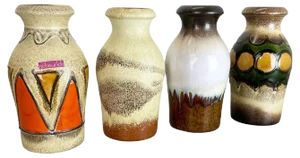 Vintage Pottery Fat Lava Vases from Scheurich, Germany, 1970s, Set of 4