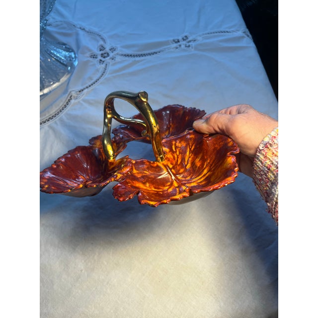 Art Nouveau Vintage Hull Pottery Maple Leaf Serving Dish For Sale - Image 3 of 8