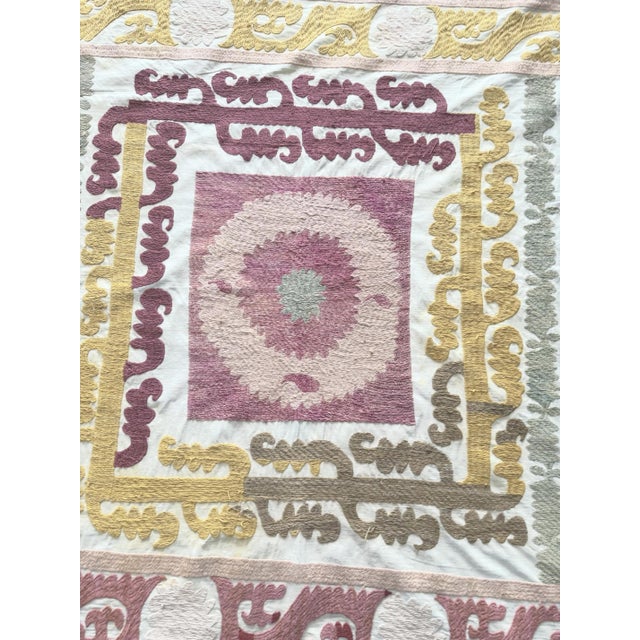Boho Vintage Suzani from Asian, circa early 1960s. Dimension; 52'' x 54'' inches / 133 x 138 cm / 4'4'' x 4'6'' Material:...