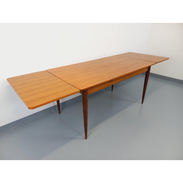 1960s Vintage Scandinavian Style Rectangular Dining Table in Teak with Extensions, 1960s For Sale - Image 5 of 18
