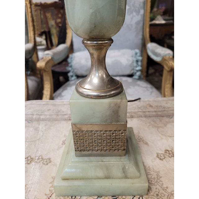 Vintage Seafoam Green Alabaster Table Lamp For Sale In Philadelphia - Image 6 of 10