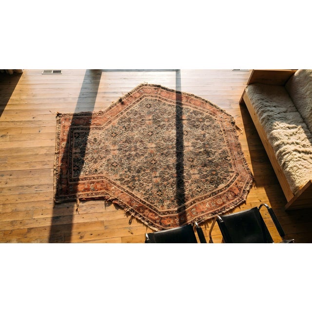 1880s Ivory Medallion Antique W. Persian Senneh Saddle Rug 3'8" X 4' Handknotted Carpet For Sale - Image 9 of 9