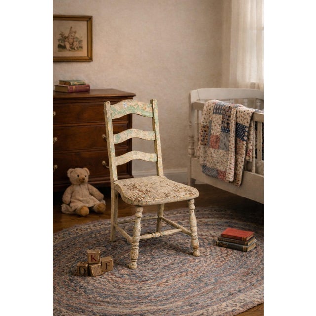 1900 - 1909 Antique American Primitive Painted Ladder-Back Child’s Chair, C. 1900 For Sale - Image 5 of 5