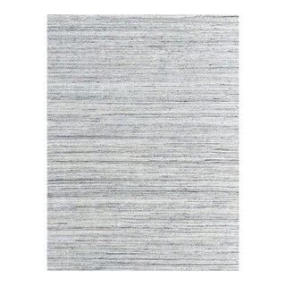 8x10 Gray Hand-Knotted Wool Striated Geometric Modern Carpet Rug For Sale