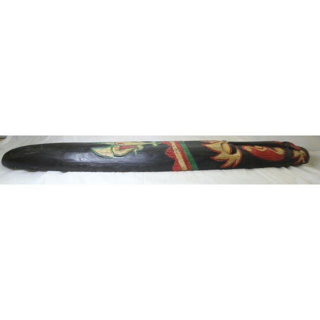 1990s 40" Long Hand-Carved Mid-Century Indonesian Wall Mask Tribal Aesthetics For Sale - Image 5 of 11