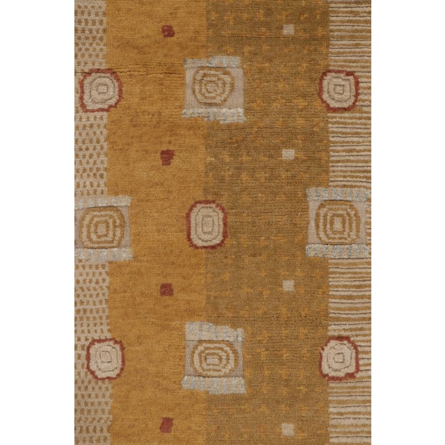 Textile Contemporary Art Deco Style Geometric Gold Wool Rug, by Rug & Kilim, India For Sale - Image 7 of 10