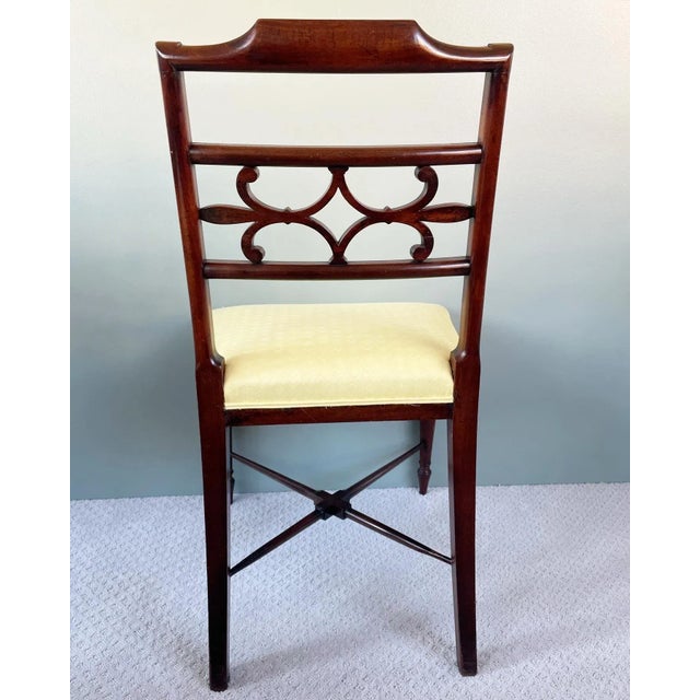 Early 19th Century Antique Regency Mahogany Side Chairs With Floral and Reeded Carved Backs Circa 1820 For Sale - Image 5 of 10