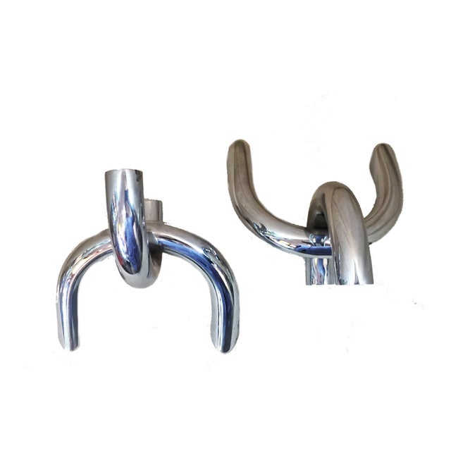 Late 20th Century Pair of Italian Architectural Chromed Steel Chain Links Bookends, circa 1970 For Sale - Image 5 of 7