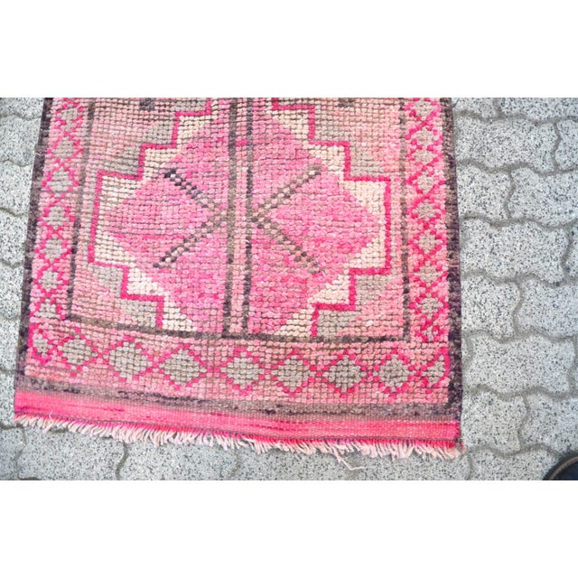 Pink Vintage Faded Pink Hallway Runner For Sale - Image 8 of 11