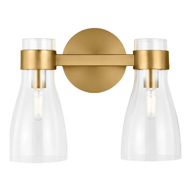 AERIN By Visual Comfort Studio Moritz 2-Light Vanity Sconce in Burnished Brass For Sale
