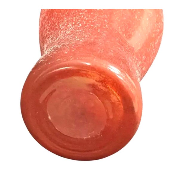 Vintage Murano Art Glass Pitcher, Scavo-Style, Coral-Red & Green For Sale - Image 9 of 9