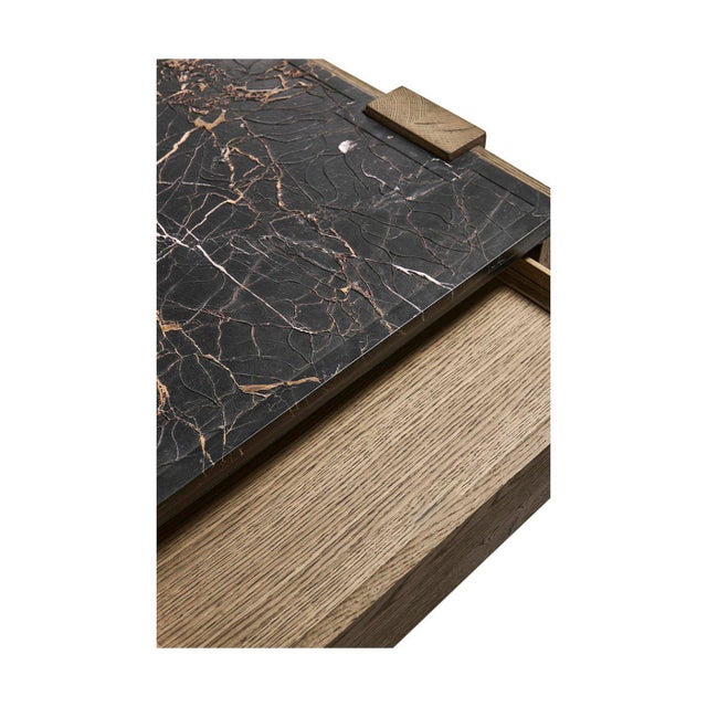 Wood Modern Rustic Oak and Marble Cocktail Table For Sale - Image 7 of 12