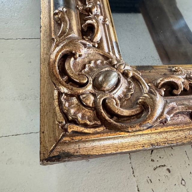 Antique German Gilded Wood and Stucco Rococo Revival Mirror with Original Mercury Glass, 1850 For Sale - Image 3 of 18