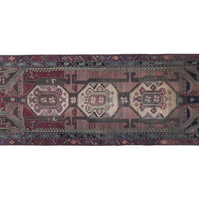 1960s Hand-Knotted Caucasian Animal Runner Rug 3'9'' X 10'6'' For Sale - Image 5 of 12
