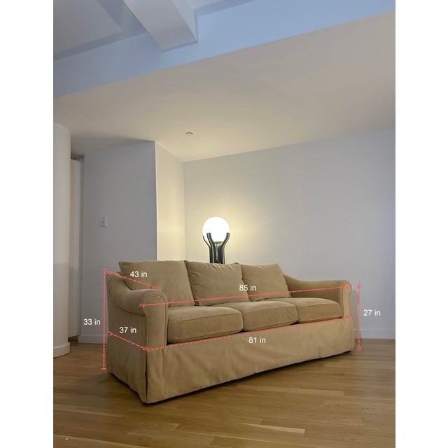 Ralph Lauren Classic Velveteen Three-Seat Sofa With Skirt For Sale In New York - Image 6 of 6