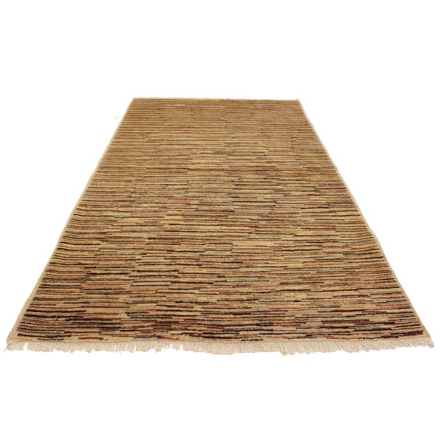 Contemporary Gabbeh Beige/Rust Wool Rug - 4'2'' X 5'9'' For Sale In New York - Image 6 of 10