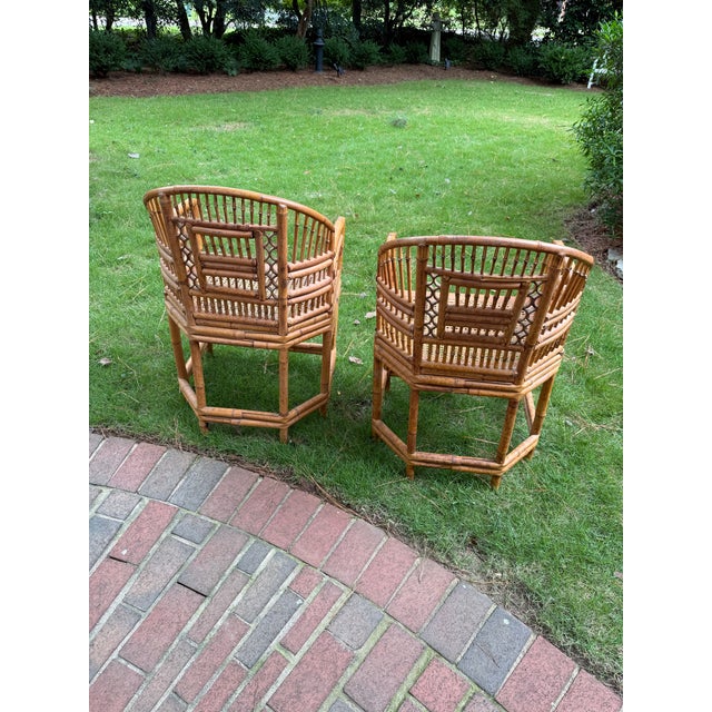 Mid 20th Century Mid 20th Century Brighton Pavilion Bamboo Arm Chairs Pair by Thomasville For Sale - Image 5 of 11