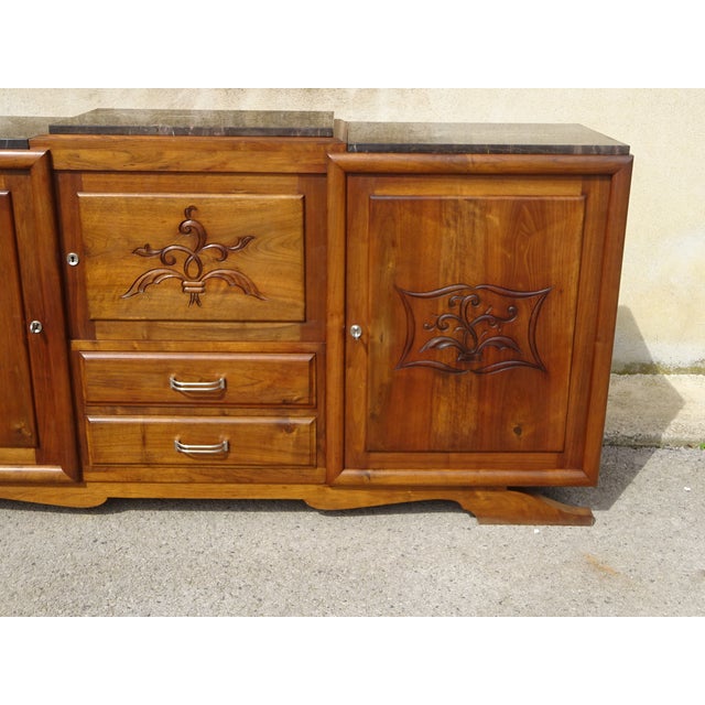 Large Vintage Sideboard in Walnut and Black Marble, 1950s For Sale - Image 12 of 18