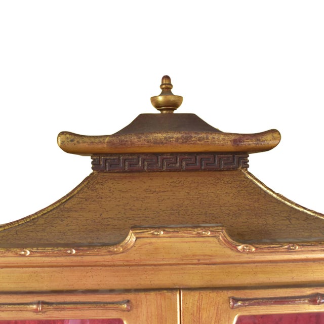 1970s 1970s Illuminated Gold Leaf Pagoda Cabinet For Sale - Image 5 of 8