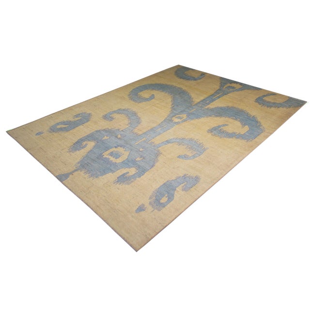 A beautiful handmade Ikat rug. Floral design woven in by Aara Rug hands. This rug is made of 75% wool and 25% cotton. This...