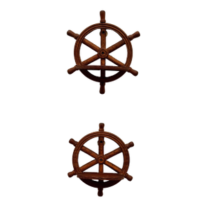 Vintage Nautical/Coastal Solid Wood Ship Wheel Wall Shelves, a Pair