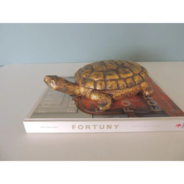 Ceramic Gold Leaf Terracotta Turtle Candle From Mexico For Sale - Image 7 of 8