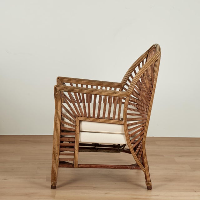 French Art Deco Rattan Pair of Armchairs For Sale - Image 9 of 16