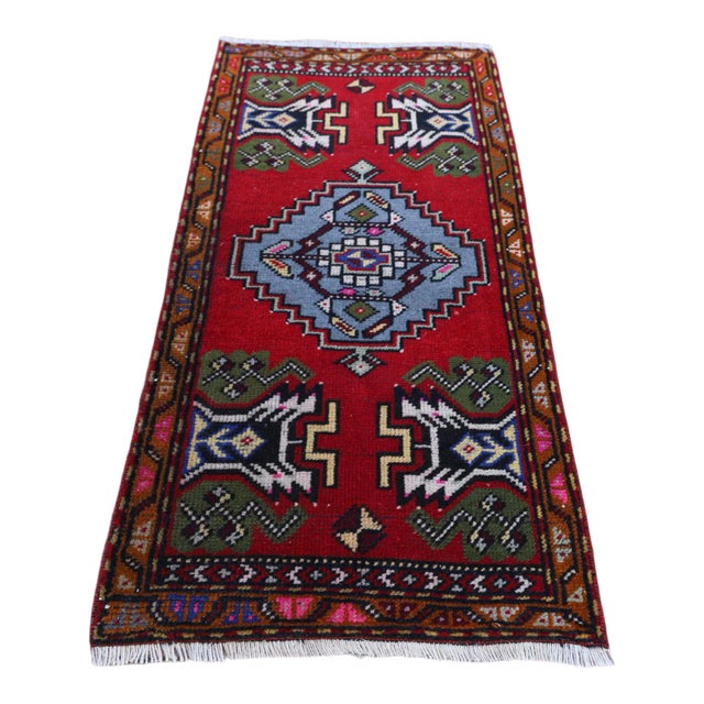 1960s Turkish Vintage Traditional Oushak Doormat Rug For Sale