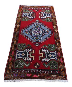 1960s Turkish Vintage Traditional Oushak Doormat Rug