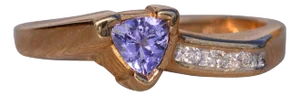 The Ania: Modern Tanzanite and Natural Diamond Ring in Yellow Gold