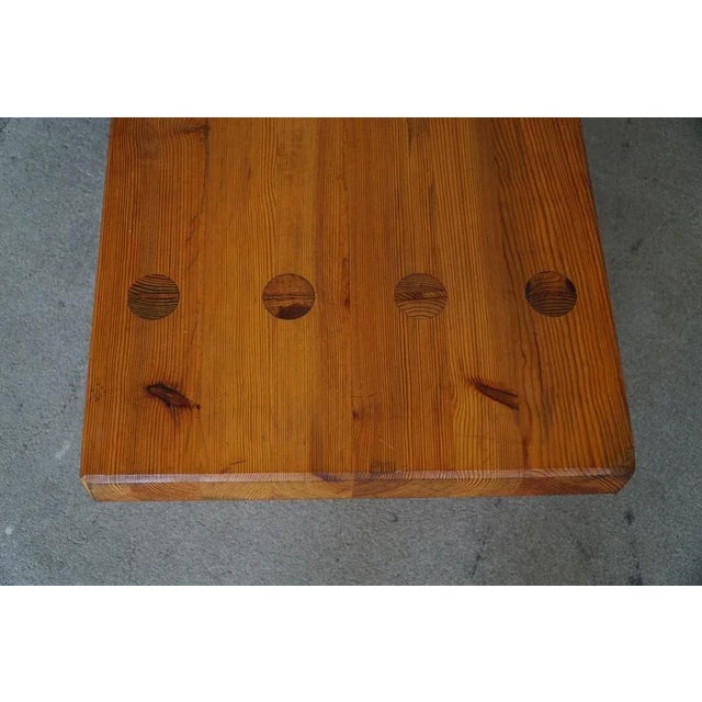 Swedish Modern Square Solid Pine Coffee Table attributed to Sven Larsson, Brutalist, 1970s For Sale - Image 6 of 11