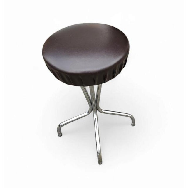 Textile Chrome Frame Stools with Black Seats, 1970s, Set of 3 For Sale - Image 7 of 13