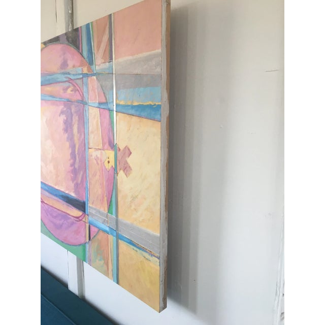 Paint Post Modern Abstract Pink Multicolor Painting For Sale - Image 7 of 9