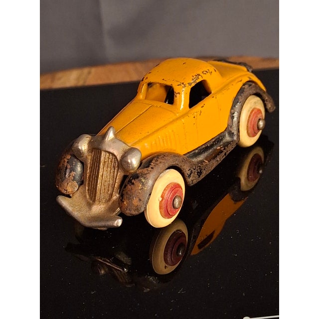 Antique Hubley Terraplane Cast Iron Coupe Toy - 3.75" Orange Streamlined Series For Sale - Image 11 of 18