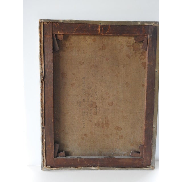 Textile Late 19th Century Gentleman With Serious Side Whiskers Portrait Painting For Sale - Image 7 of 8