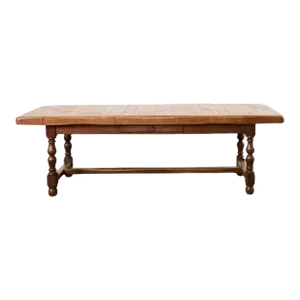 Country French Provincial Oak Farmhouse Parquetry Dining Table