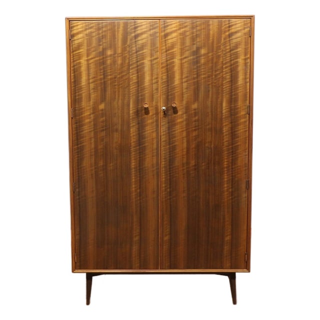 Mid Century Modern Vintage Walnut Double Armoire Wardrobe by Alfred Cox For Sale