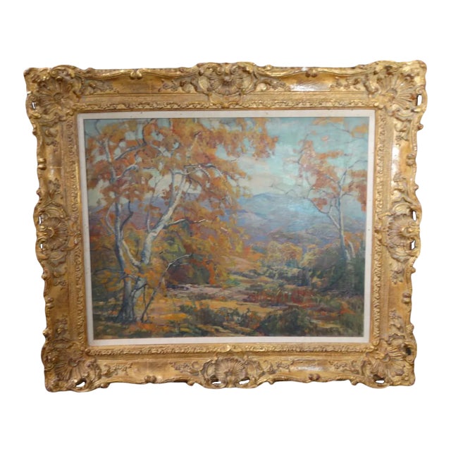 Marie Boening Kendall "Autumn Sycamores" C. 1930 Oil on Canvas For Sale