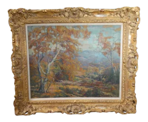 Marie Boening Kendall "Autumn Sycamores" C. 1930 Oil on Canvas