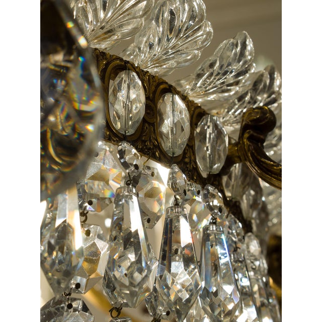 Large Empire Style Oval Crystal 16-Light Hot Air Balloon Chandelier, 1940s For Sale - Image 4 of 18