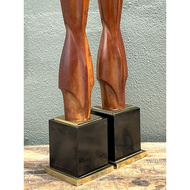 Mid 20th Century Vintage Original Laurel Lamp Company Wood Sculptural Lamps - A Pair For Sale - Image 5 of 12