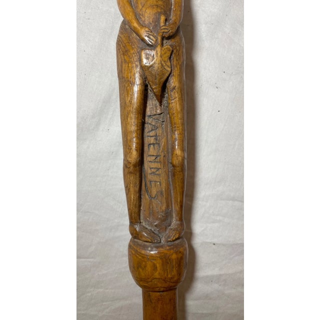 Vintage 1940 French World War 2 Pow Nude Eve Hand Carved Walking Stick Cane For Sale - Image 17 of 17